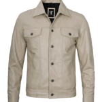 TriCore Men’s Off-White Lambskin Leather Jacket – A Timeless Statement of Style