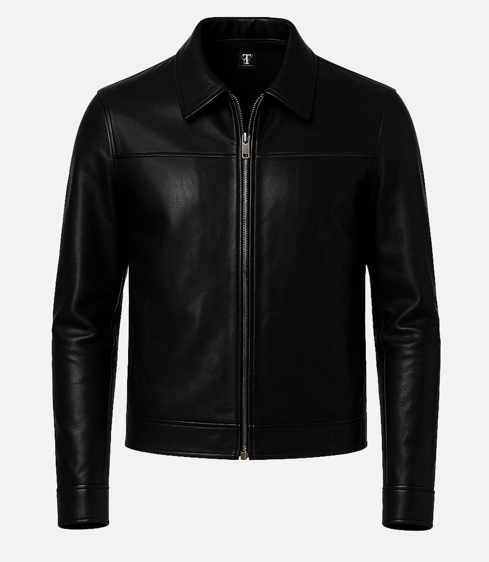Mark Men's Black Leather Shirt Collar Jacket - Image 3