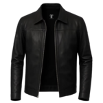 Mark Men's Black Leather Shirt Collar Jacket