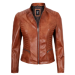 Women's Slim Fit Tan Lambskin Leather Jacket