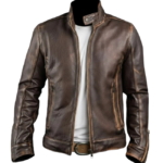 Cafe Racer Stylish Distressed Brown Biker Vintage Real Leather Men's Jacket