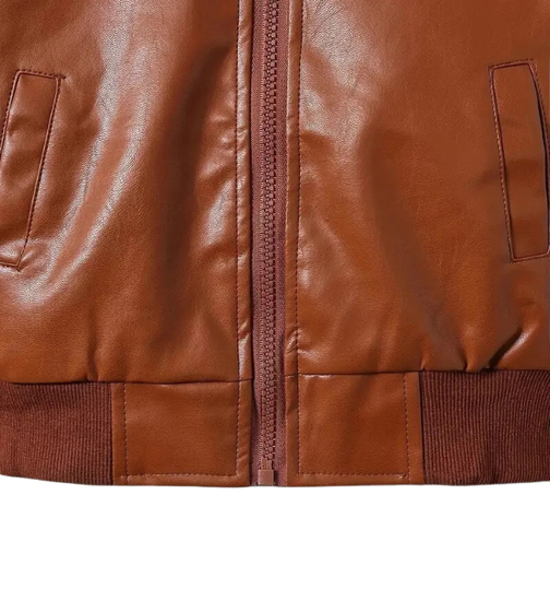 Kids Warm Winter Brown Leather Jacket – Children Real Leather Coat - Image 3
