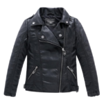 Kids Motorcycle Cowhide Leather Jacket – Children Collar Bomber Real Leather Coat