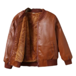 Kids Warm Winter Brown Leather Jacket – Children Real Leather Coat