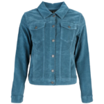 Women’s Trucker Style Suede Leather Jacket – Classic Biker Fashion Jacket