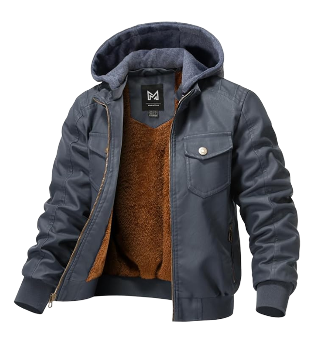 Boys Leather Bomber Jacket – Windproof Warm Winter Outerwear - Image 3