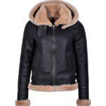 Women’s Hooded Sheepskin Jacket – B3 Aviator Style Winter  jacket