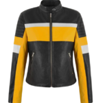 Women’s Cowhide Leather Biker Racer Jacket – Classic Motorcycle Style