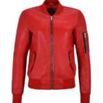 Women’s Stylish Leather Bomber Jacket – Premium Genuine Leather Outerwear