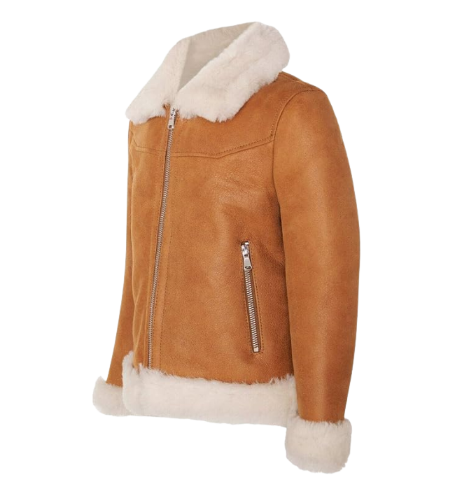 Kids Merino Shearling Sheepskin Leather Jacket – Warm Winter Coat - Image 3