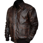 Genuine Sheepskin Bomber Leather Jacket Men Motorcycle Leather Luxury USA Brown