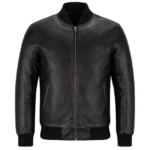 Men's Bomber Jacket Black Leather Jacket Retro Street Inspired Genuine Lambskin