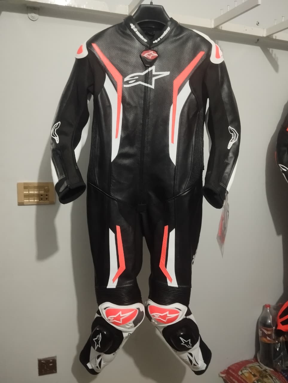 Men’s leather motorcycle racing jacket real product image 1